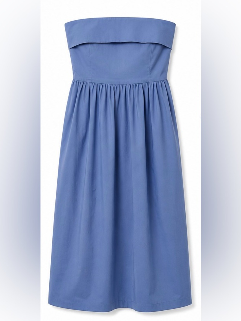 Zara blue cotton strapless dress